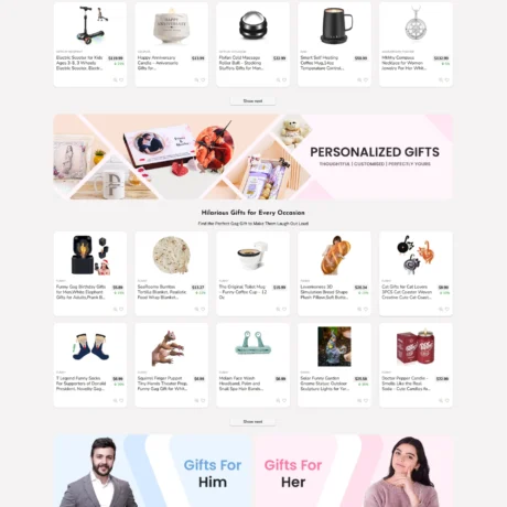 Giftcombo online gifting website homepage developed and designed by ATnod showcasing gift collections and trending products